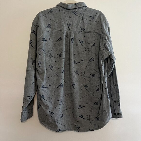 Vintage Woolrich Novelty Print Fishing Rod Soft Button Front Long Sleeve Shirt - Picture 9 of 12